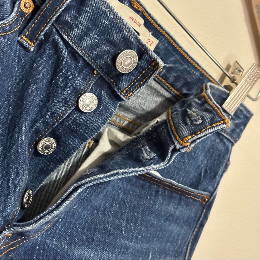Levi’s High Rise Wedgie Skinny Jeans Premium Blue Size 27 - Picture 8 of 10